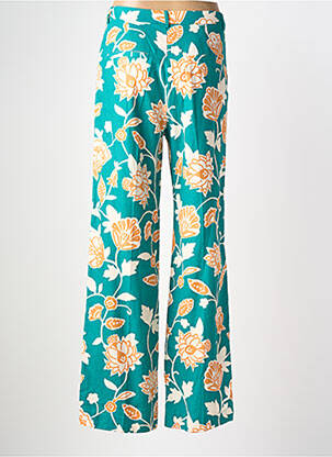 Pantalon large tissage popeline taille haute vert GRACE & MILA femme