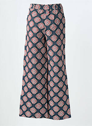 Pantalon large fermeture zippée sous rabat boutonné taille haute bleu AN' GE femme