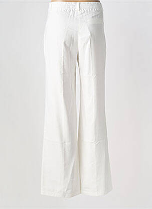 Pantalon flare fermeture zippée sous rabat avec crochet taille haute blanc AN' GE femme