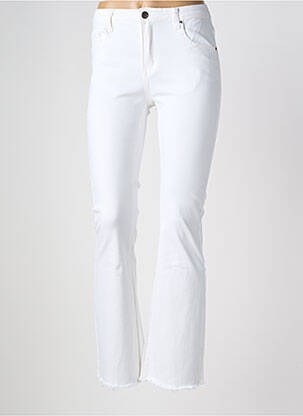 Jeans bootcut finition franges taille haute blanc NINA CARTER femme