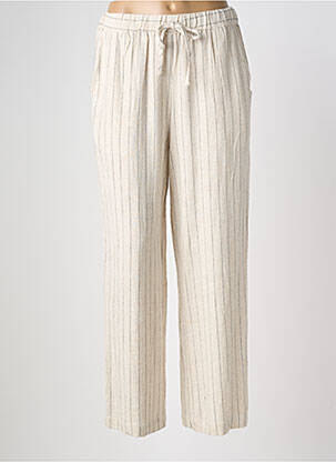 Pantalon droit tissage crêpe taille normale beige LILI & LALA femme
