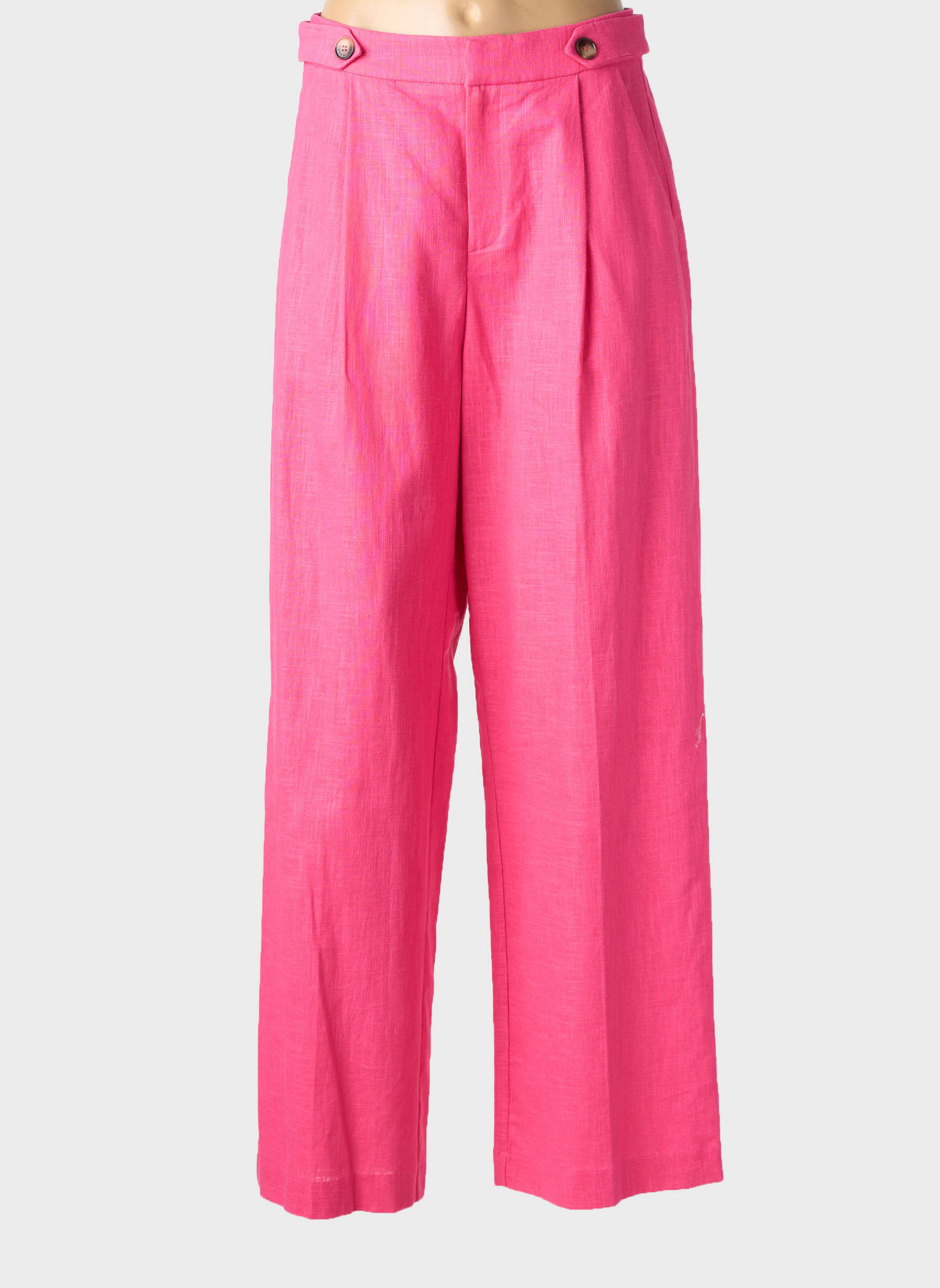 Pantalon large tissage crêpe taille haute rose GRACE & MILA femme