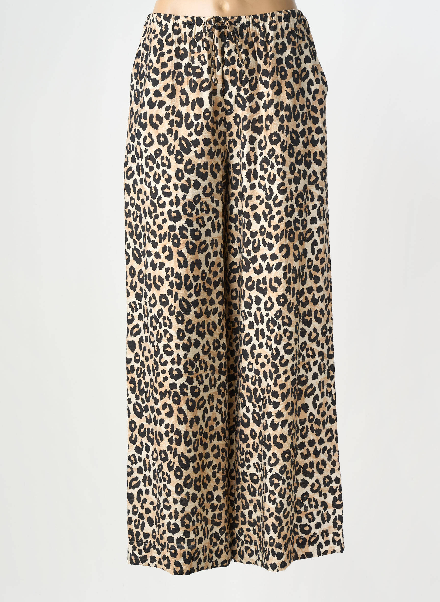 Pantalon large tissage popeline taille normale beige GRACE & MILA femme