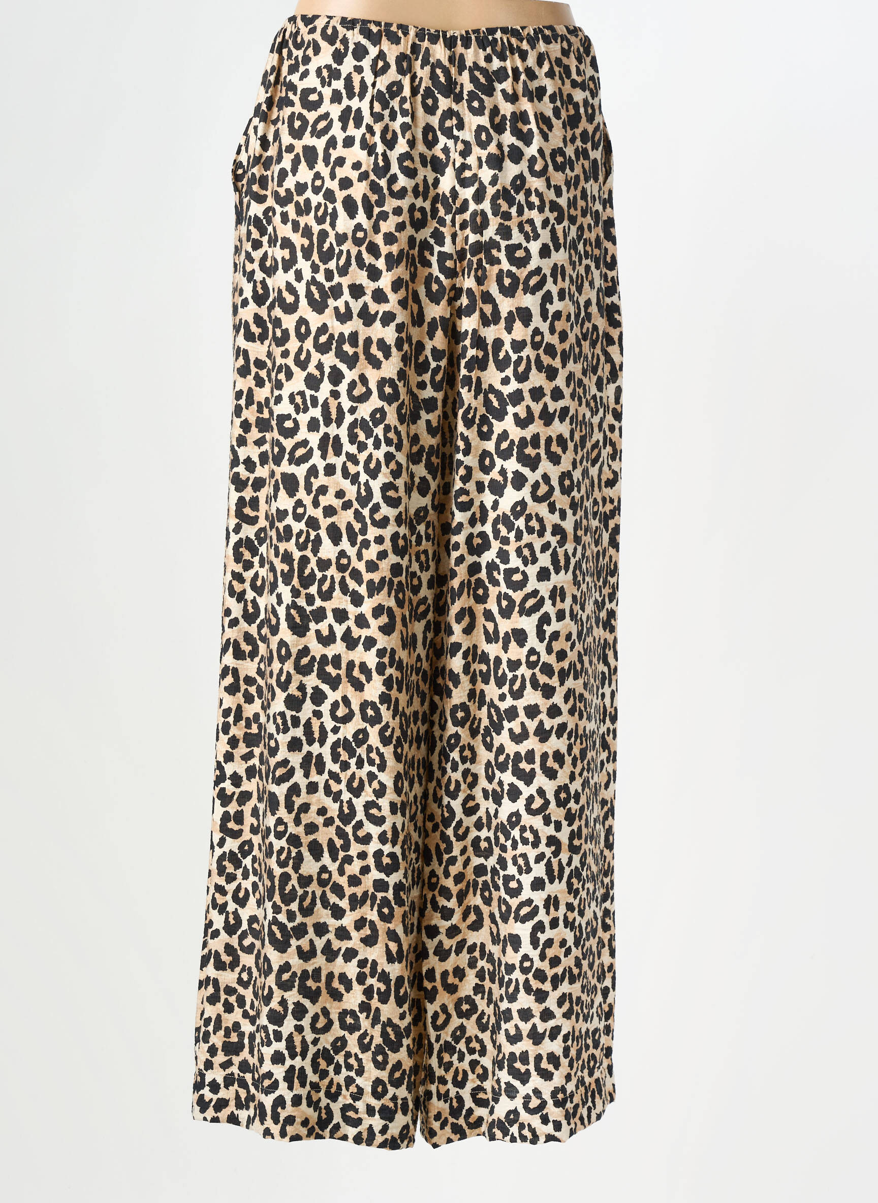 Pantalon large tissage popeline taille normale beige GRACE & MILA femme