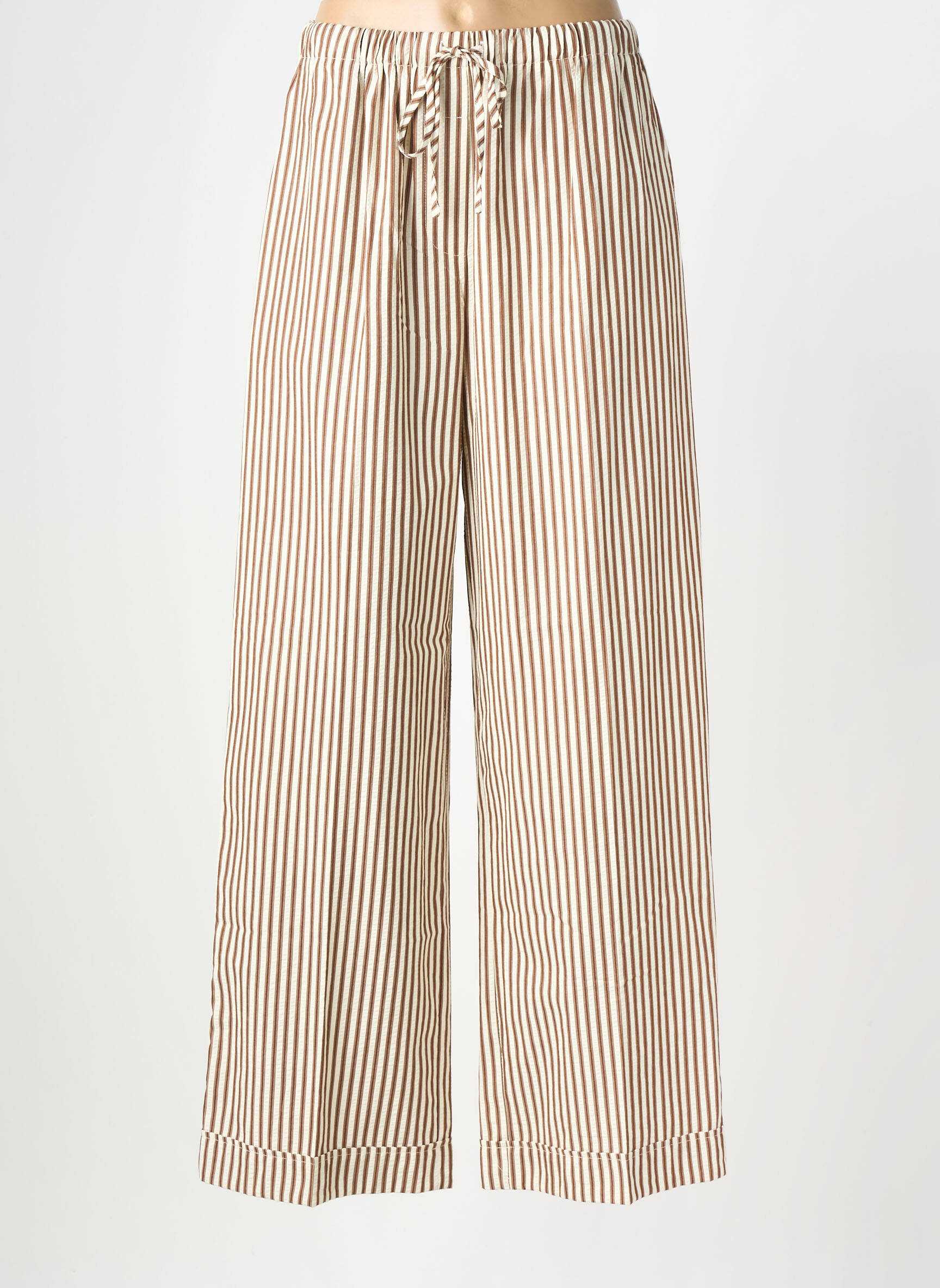 Pantalon large tissage popeline taille normale marron GRACE & MILA femme