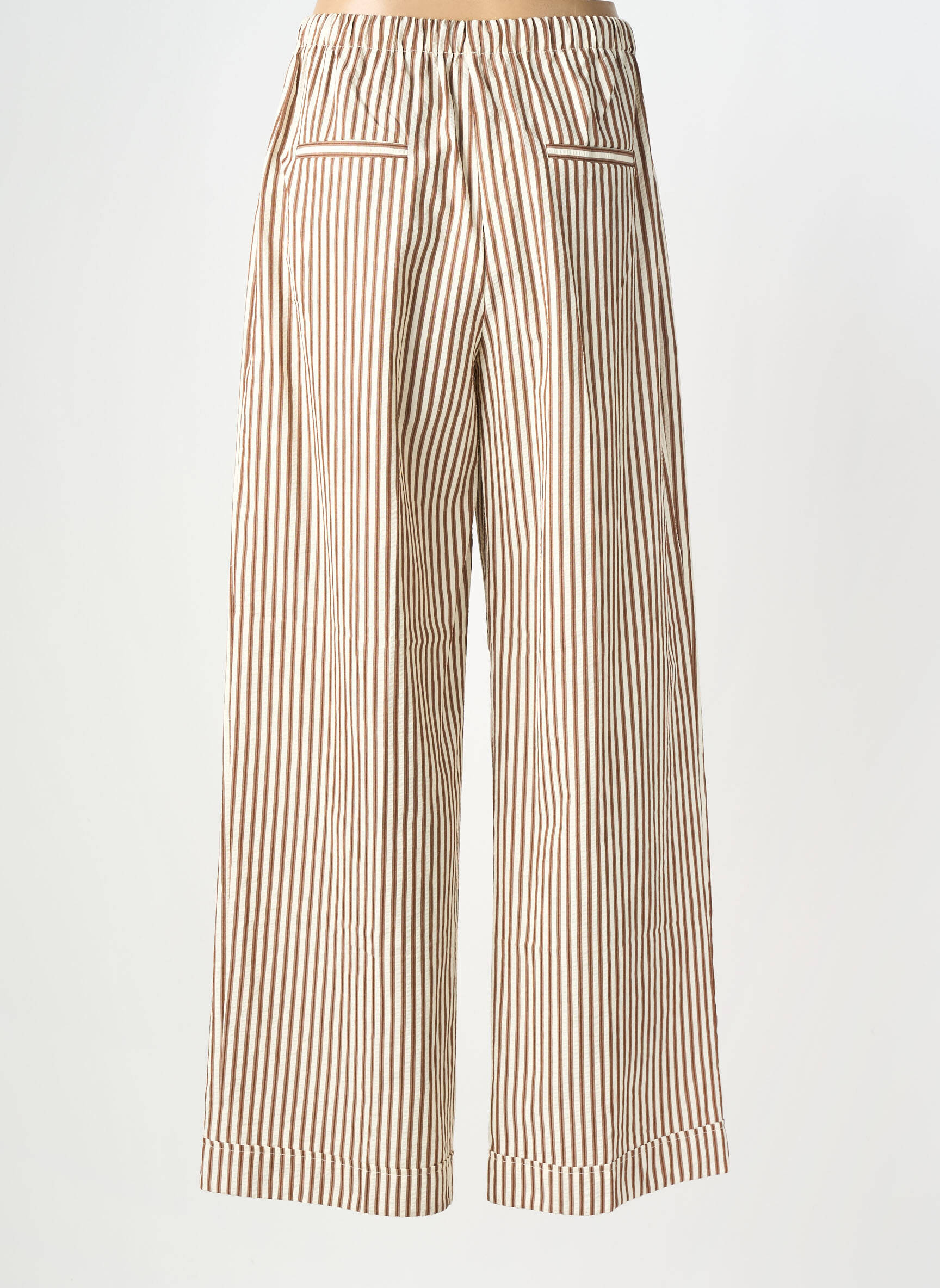 Pantalon large tissage popeline taille normale marron GRACE & MILA femme