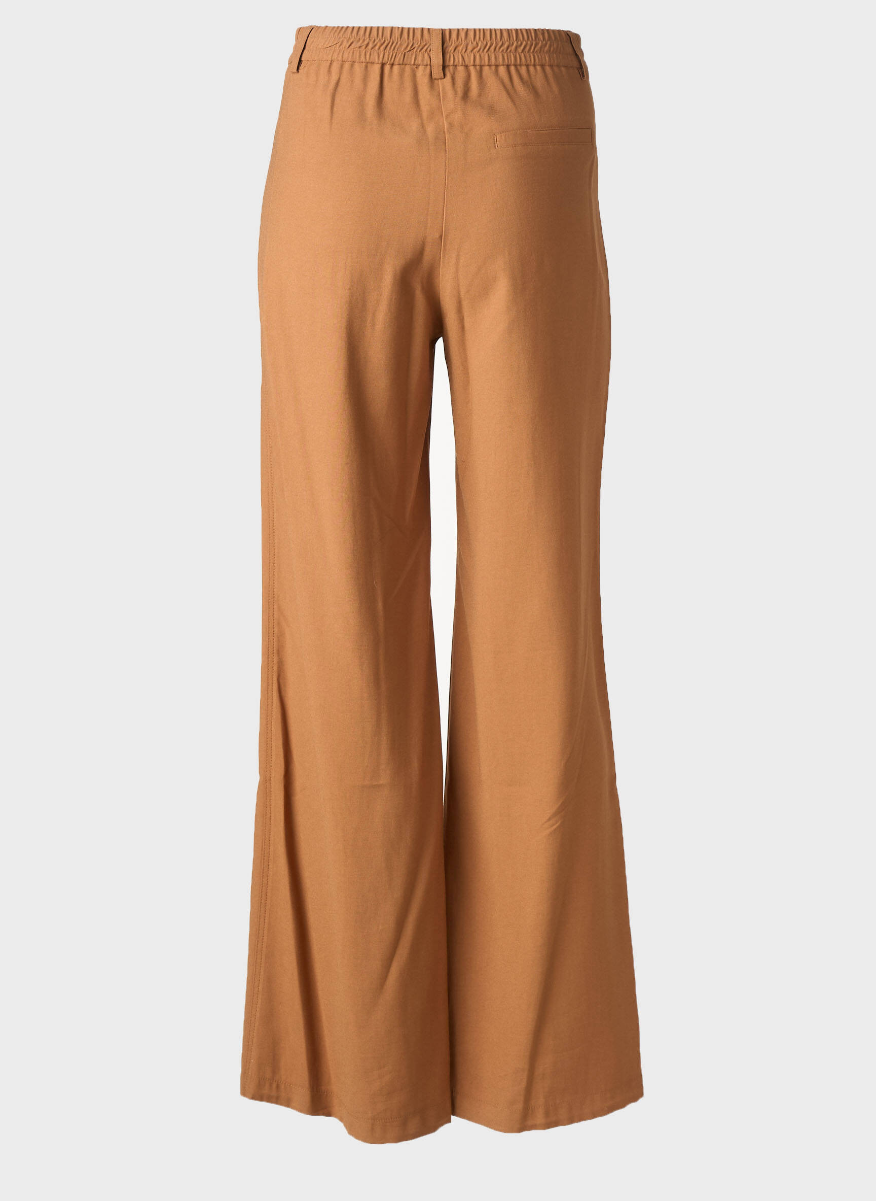 Pantalon flare fermeture zippée sous rabat avec crochet taille haute marron AN' GE femme