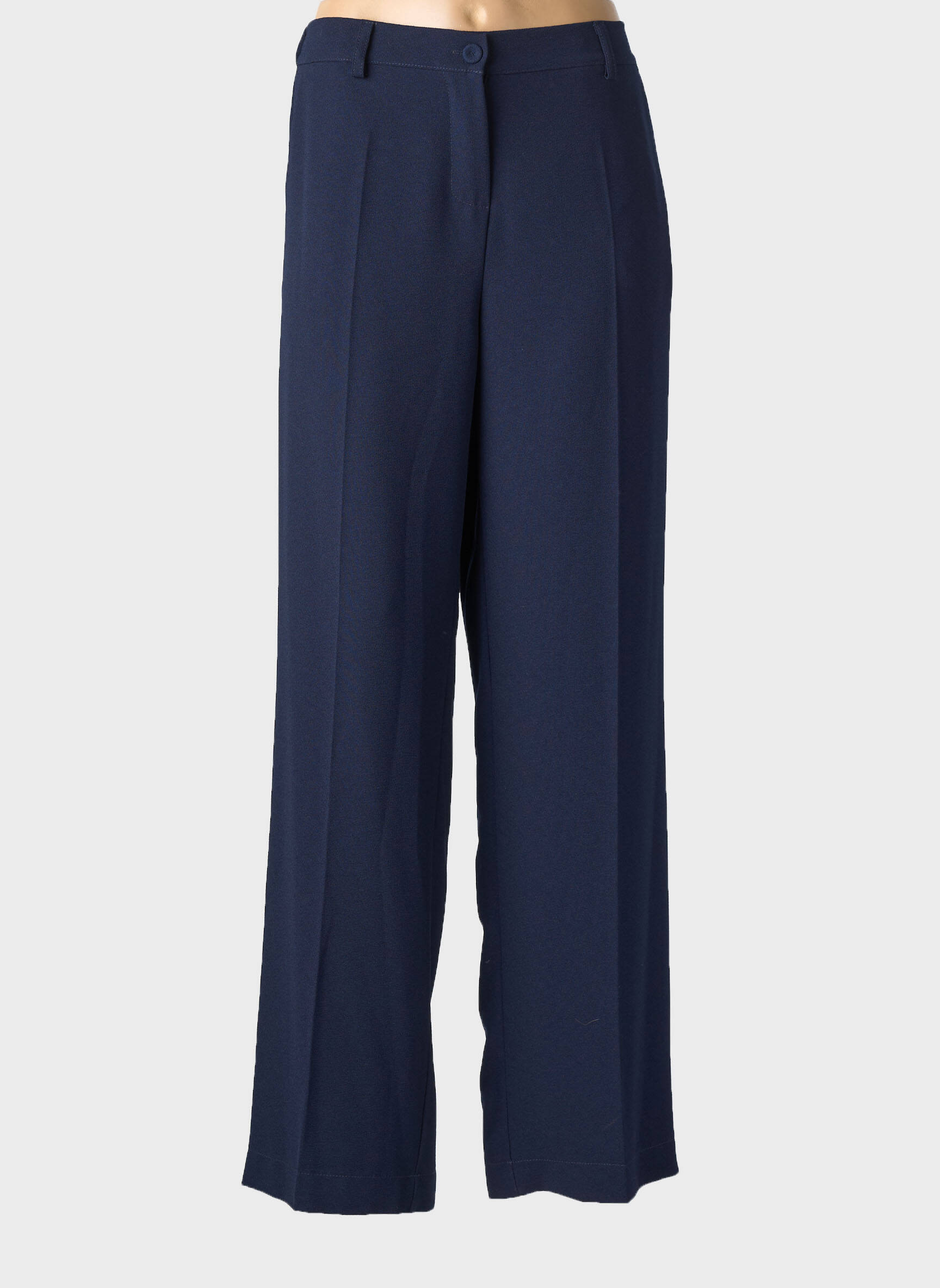 Pantalon droit tissage crêpe taille normale bleu PAKO LITTO femme