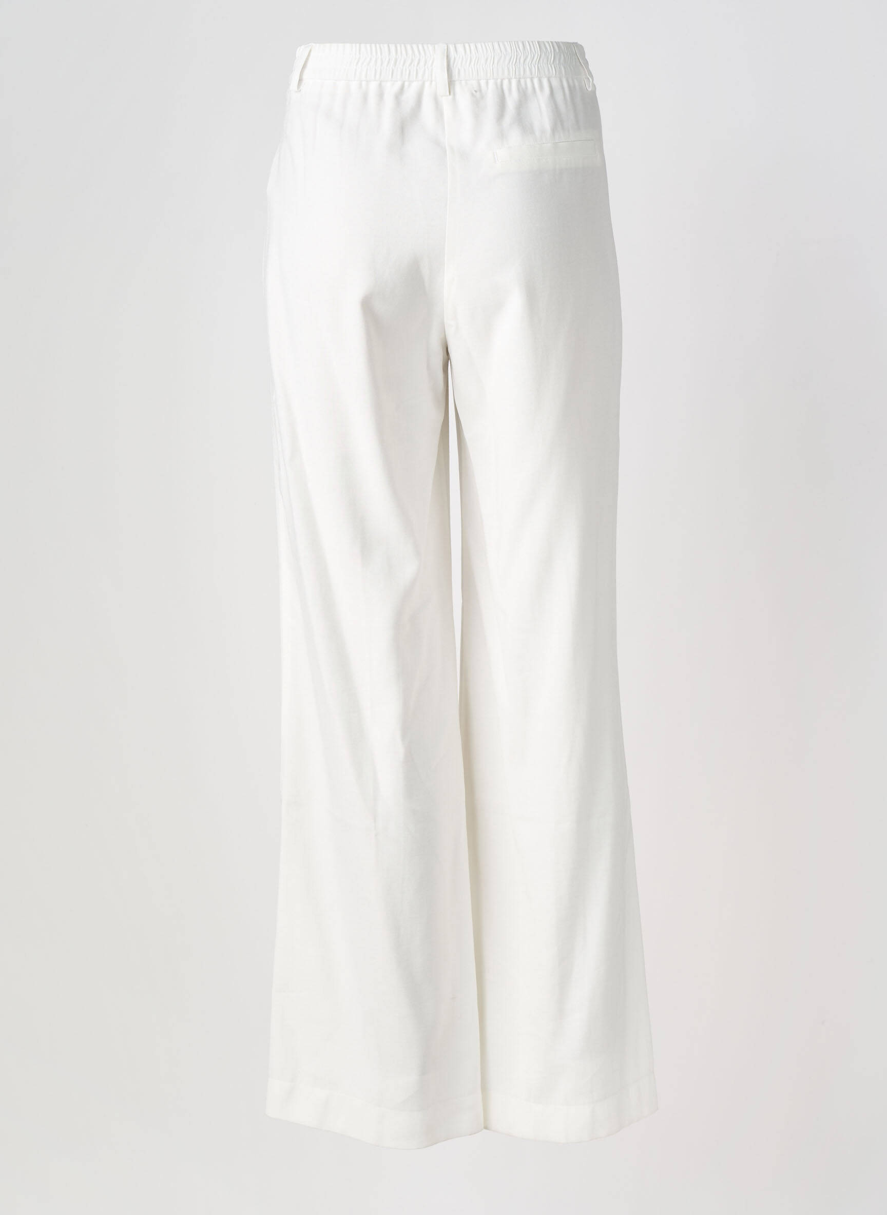 Pantalon flare fermeture zippée sous rabat avec crochet taille haute blanc AN' GE femme