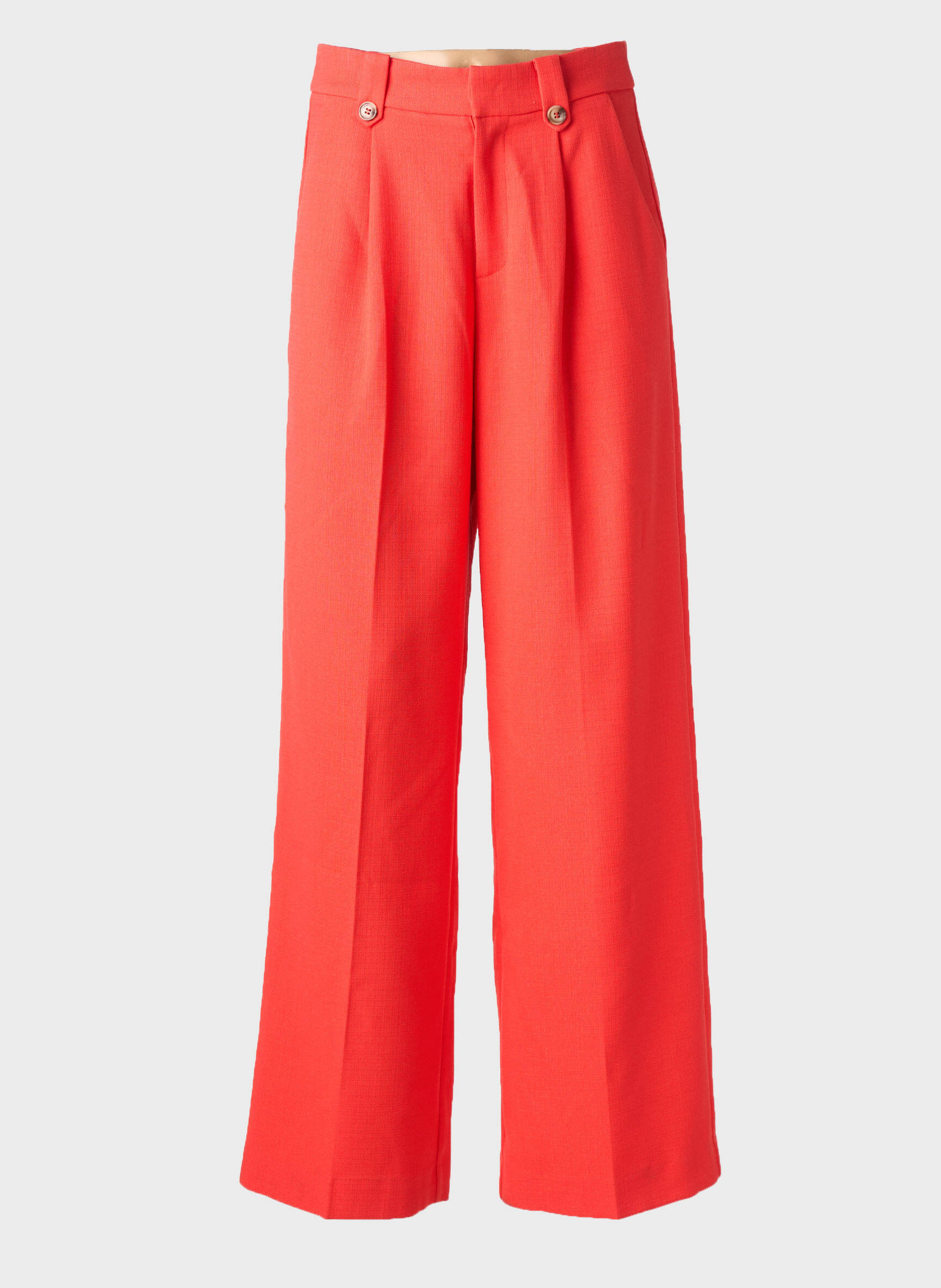 Pantalon large tissage crêpe taille haute orange GRACE & MILA femme
