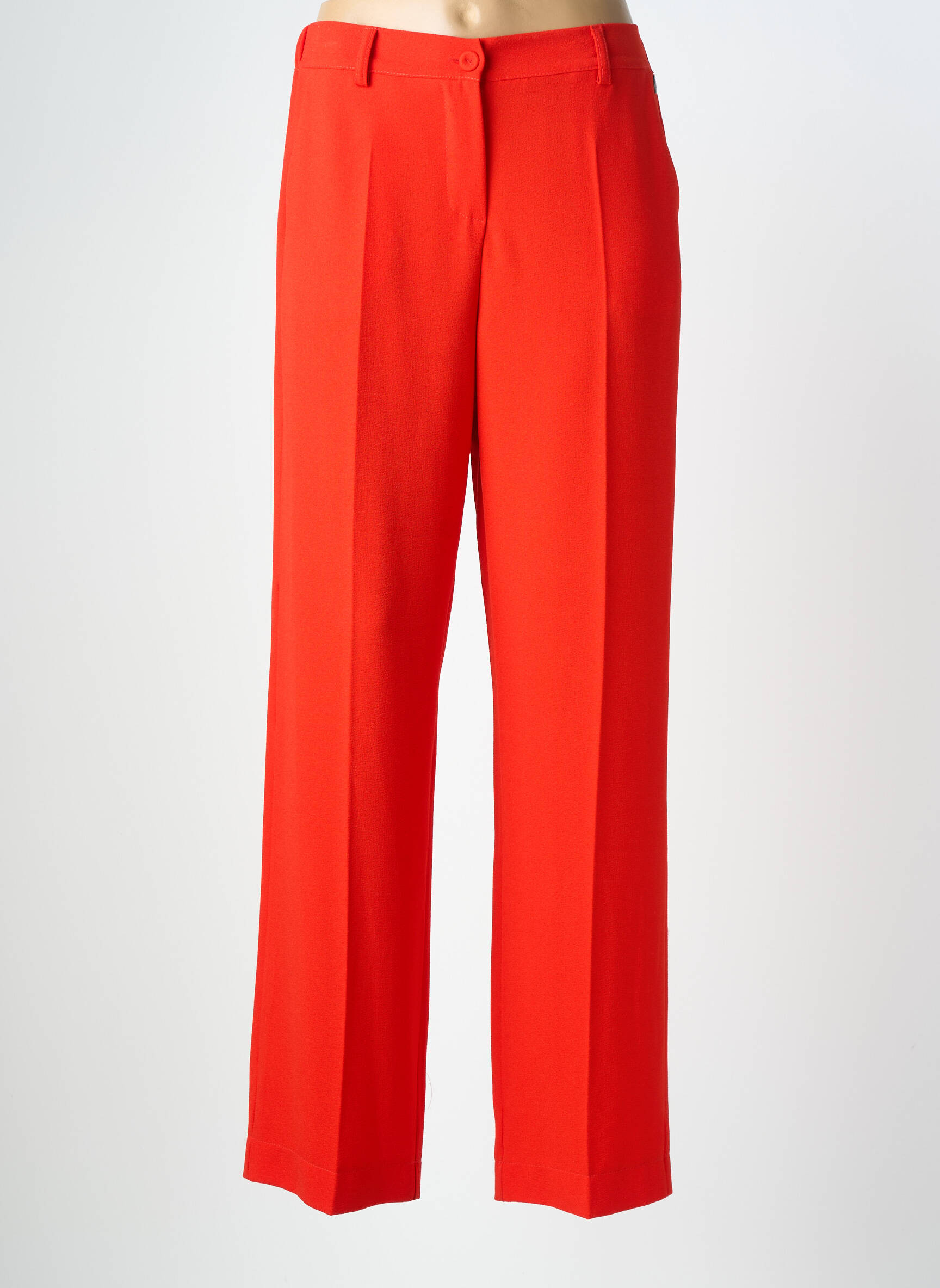 Pantalon droit tissage crêpe taille normale rouge PAKO LITTO femme