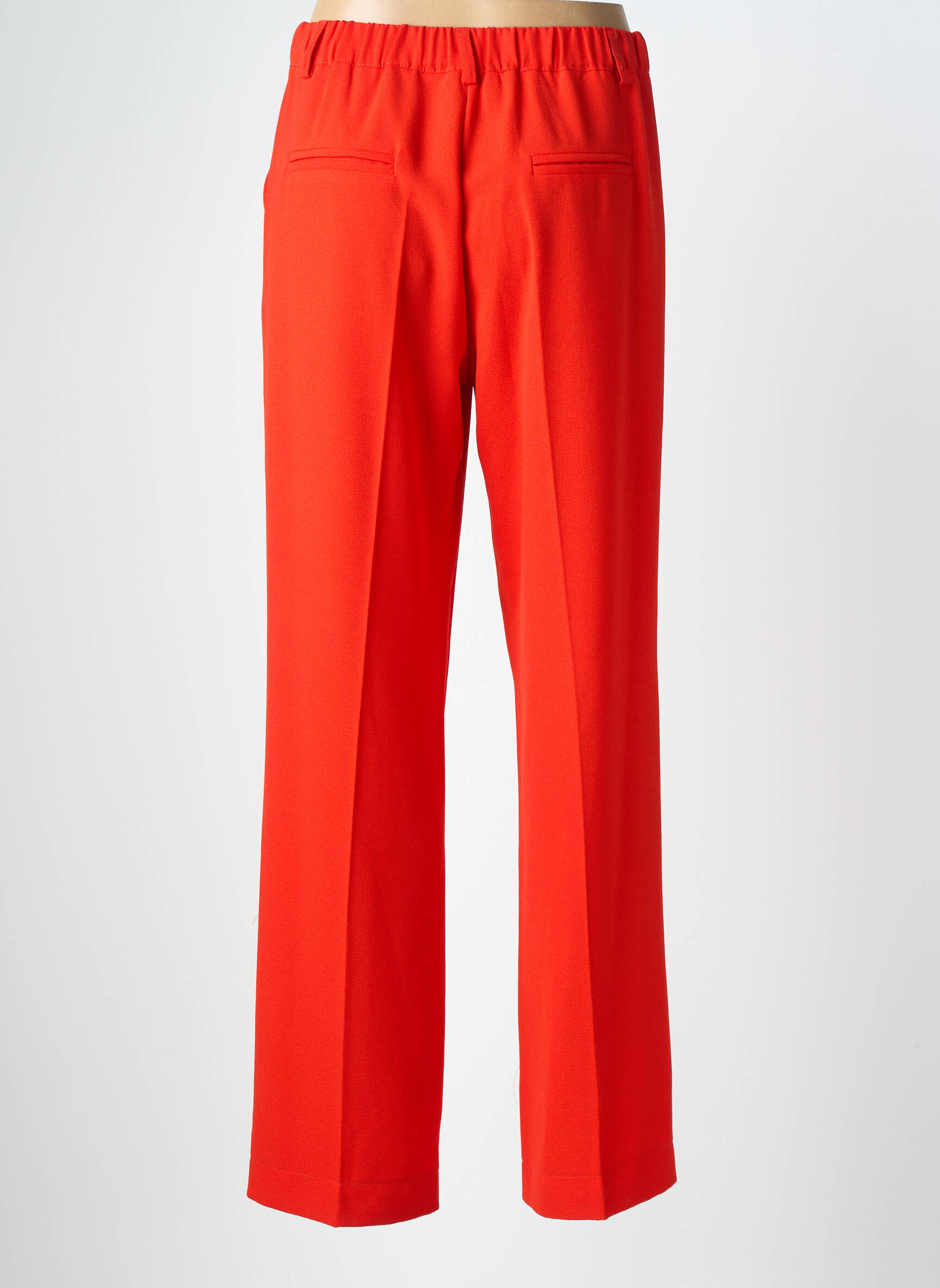Pantalon droit tissage crêpe taille normale rouge PAKO LITTO femme