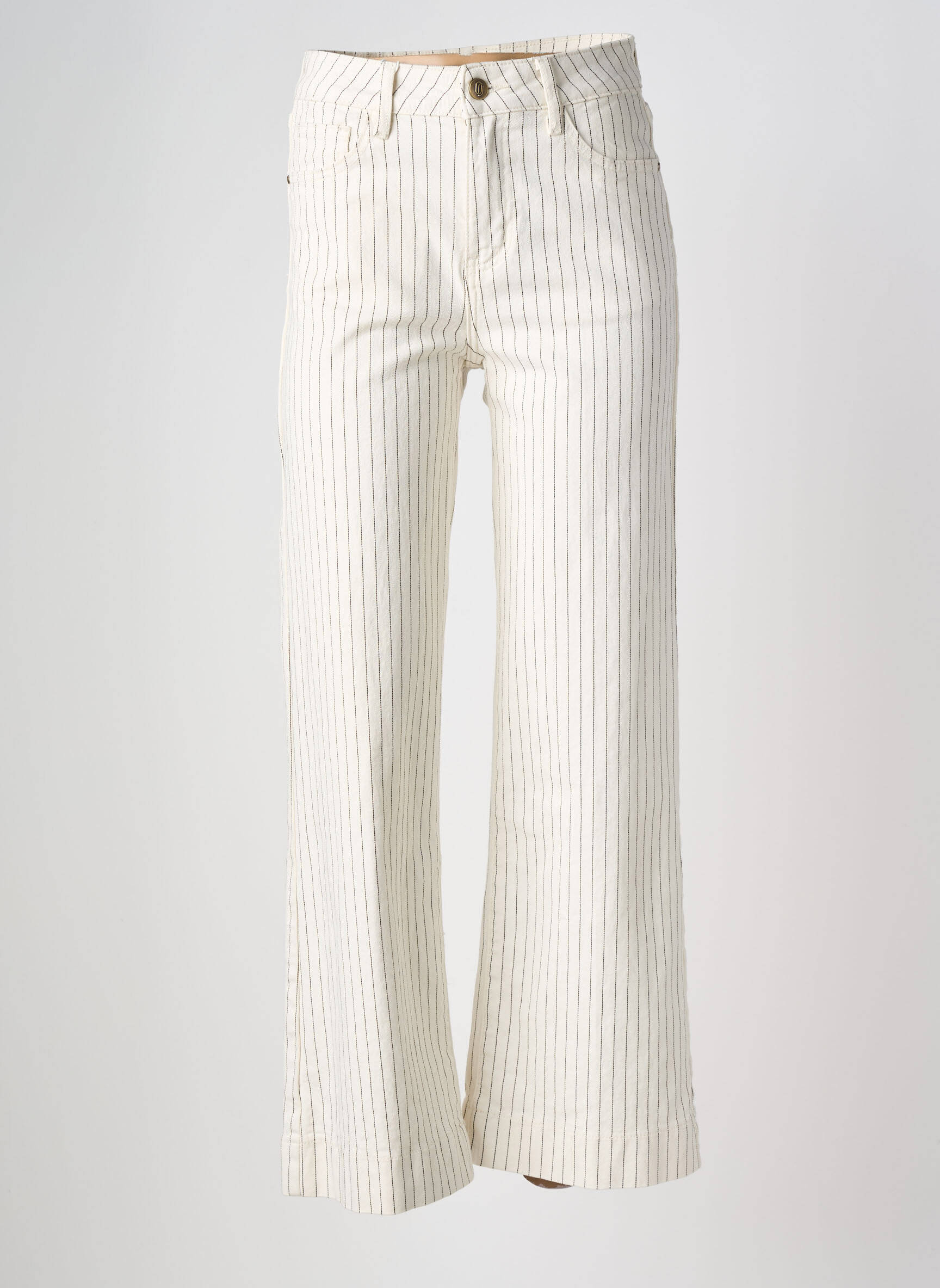 Jeans coupe large stretch taille haute beige ORAIJE femme