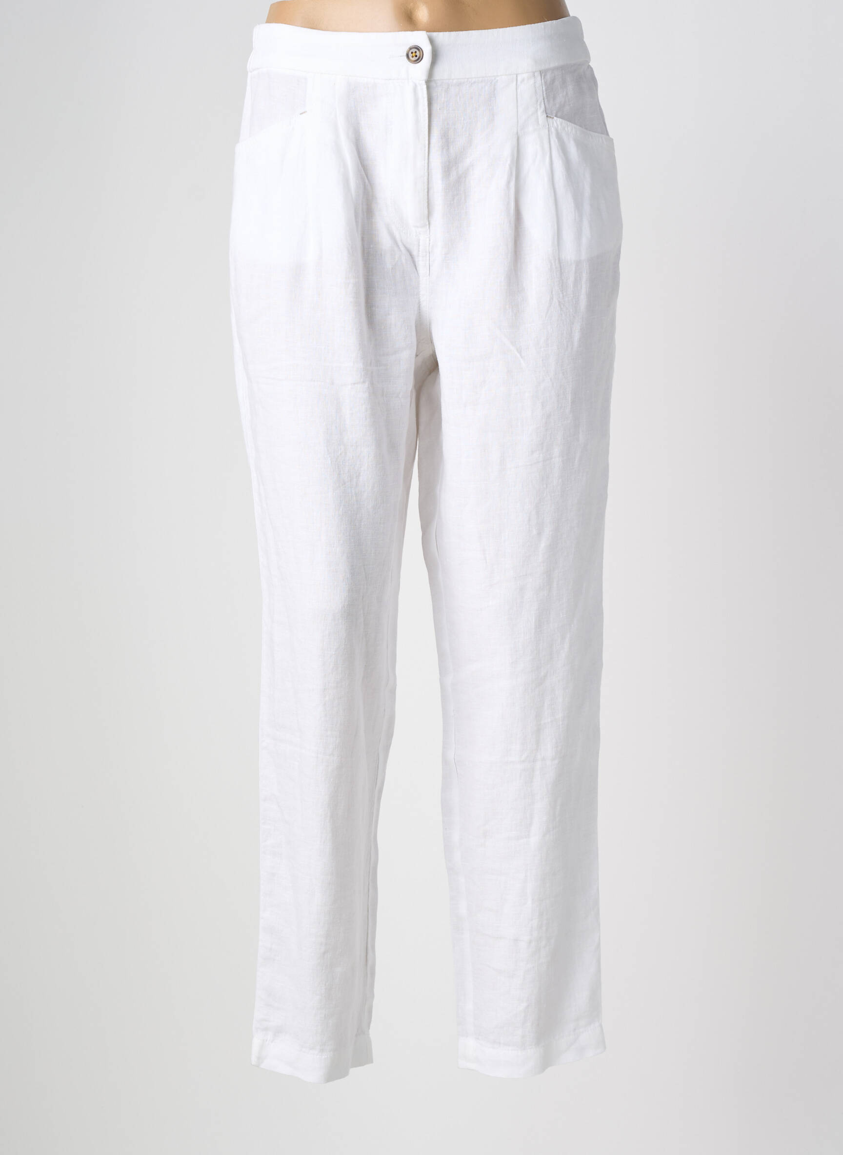 Pantalon droit tissage crêpe taille normale blanc WHITE STUFF femme