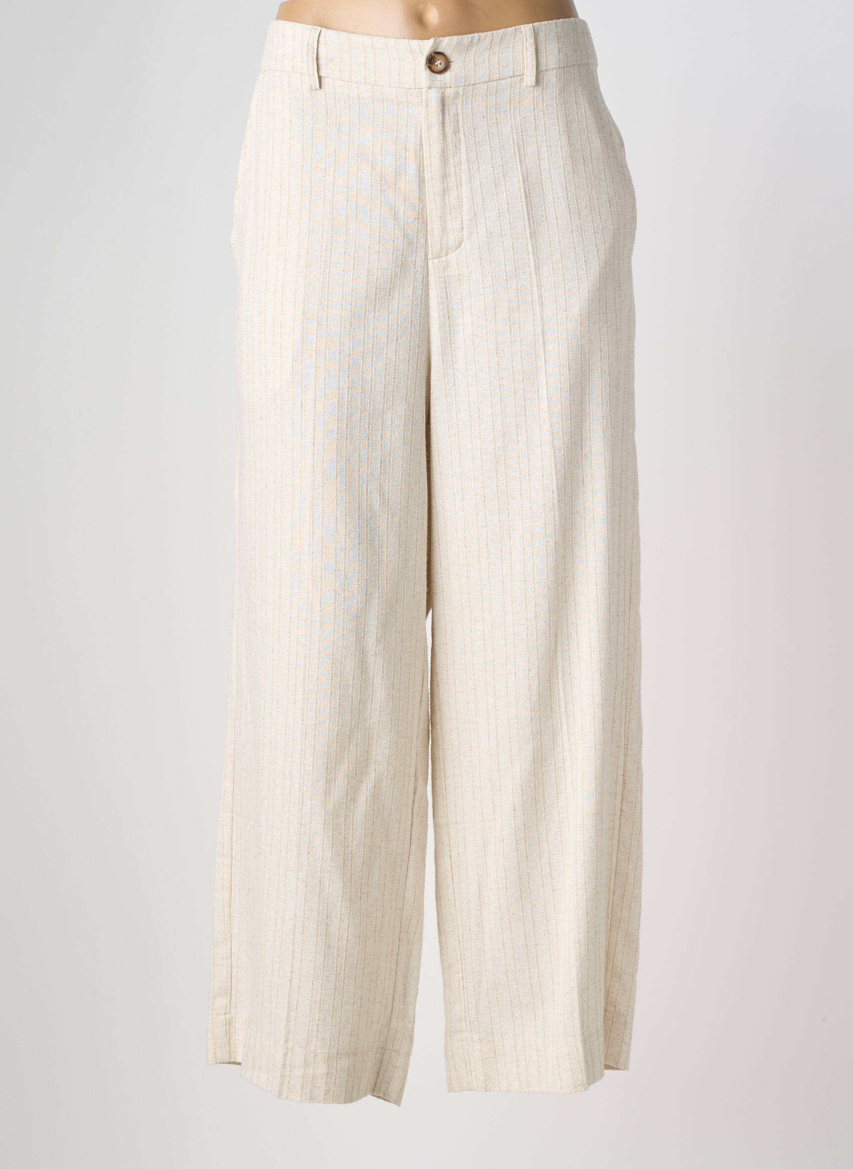 Pantalon droit taille à pinces taille normale beige GRACE & MILA femme