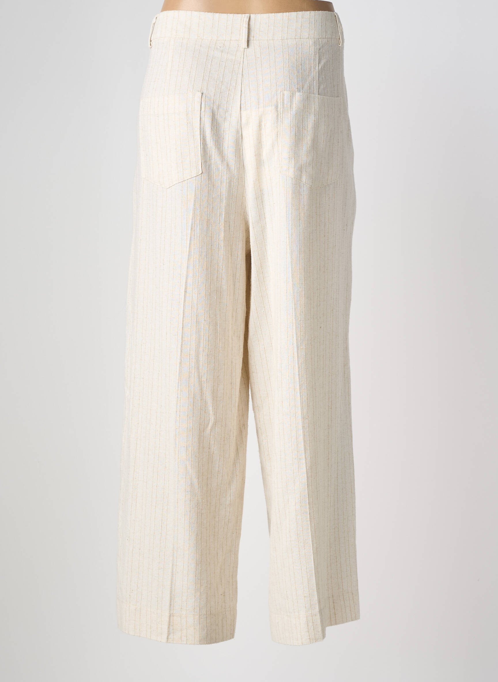 Pantalon droit taille à pinces taille normale beige GRACE & MILA femme