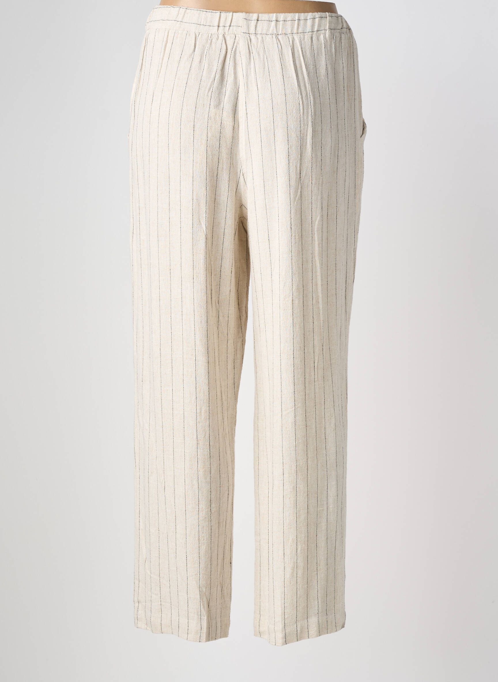 Pantalon droit tissage crêpe taille normale beige LILI & LALA femme