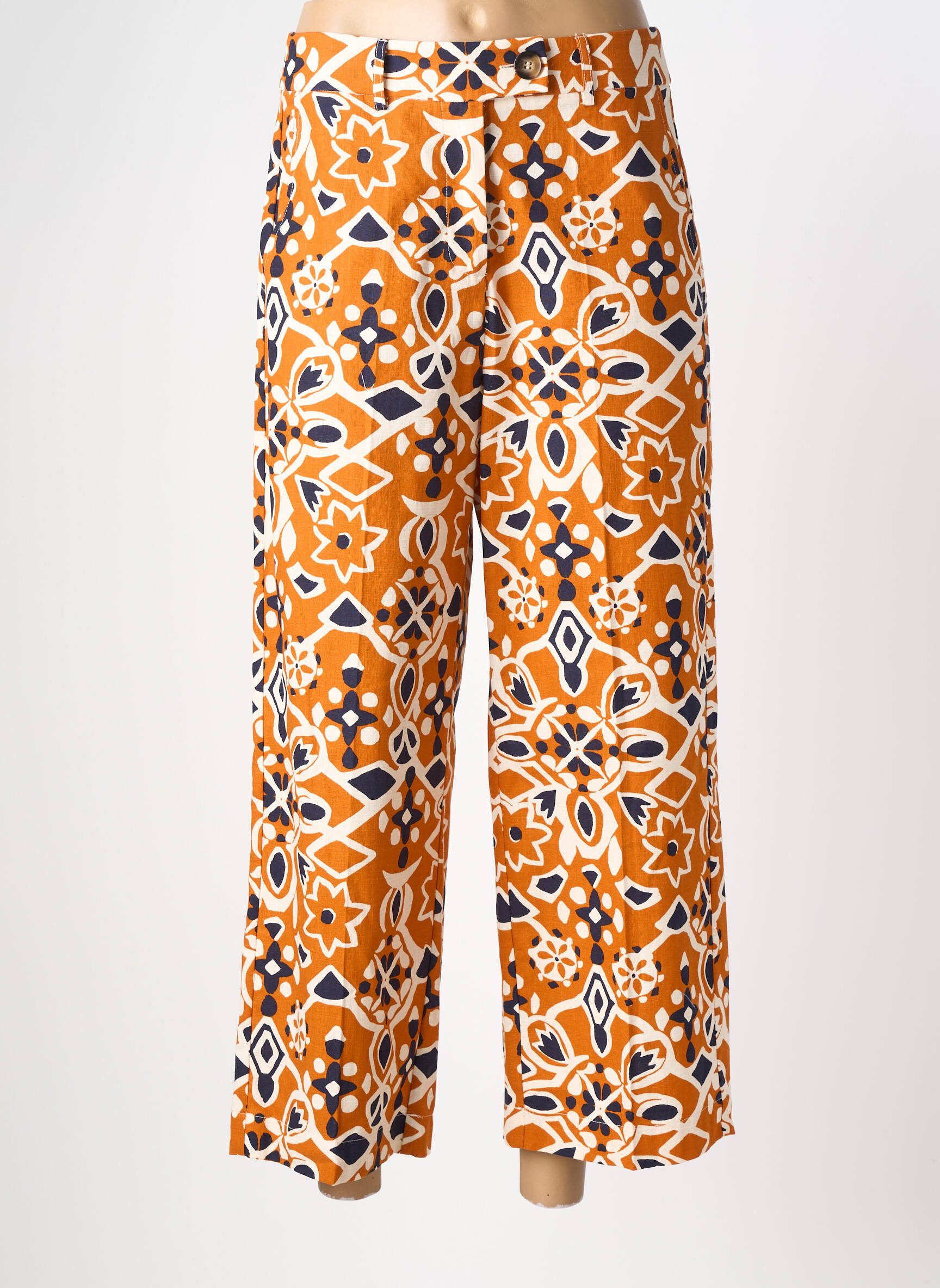 Pantalon 7/8 taille élastique taille normale orange GRACE & MILA femme