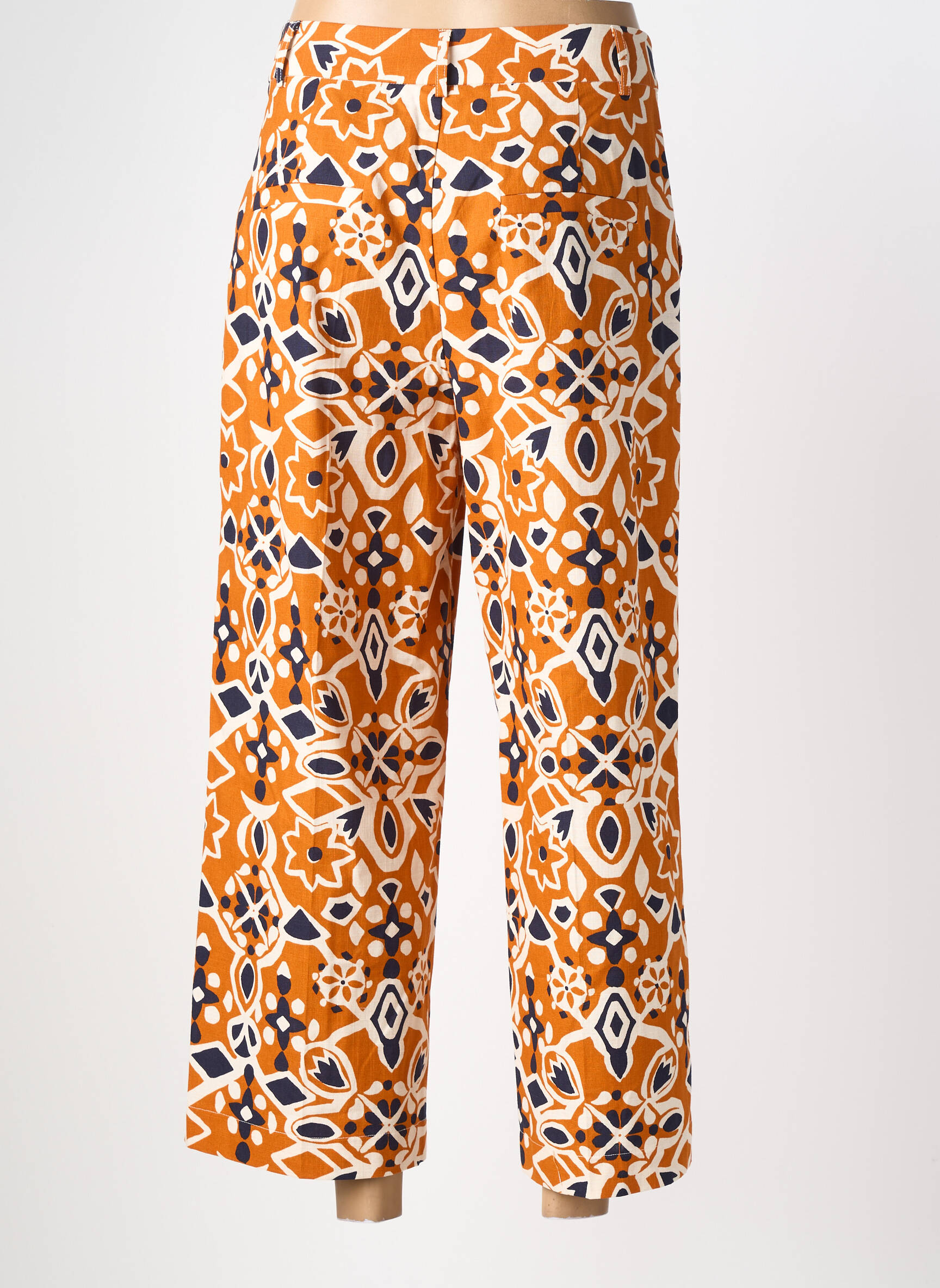 Pantalon 7/8 taille élastique taille normale orange GRACE & MILA femme