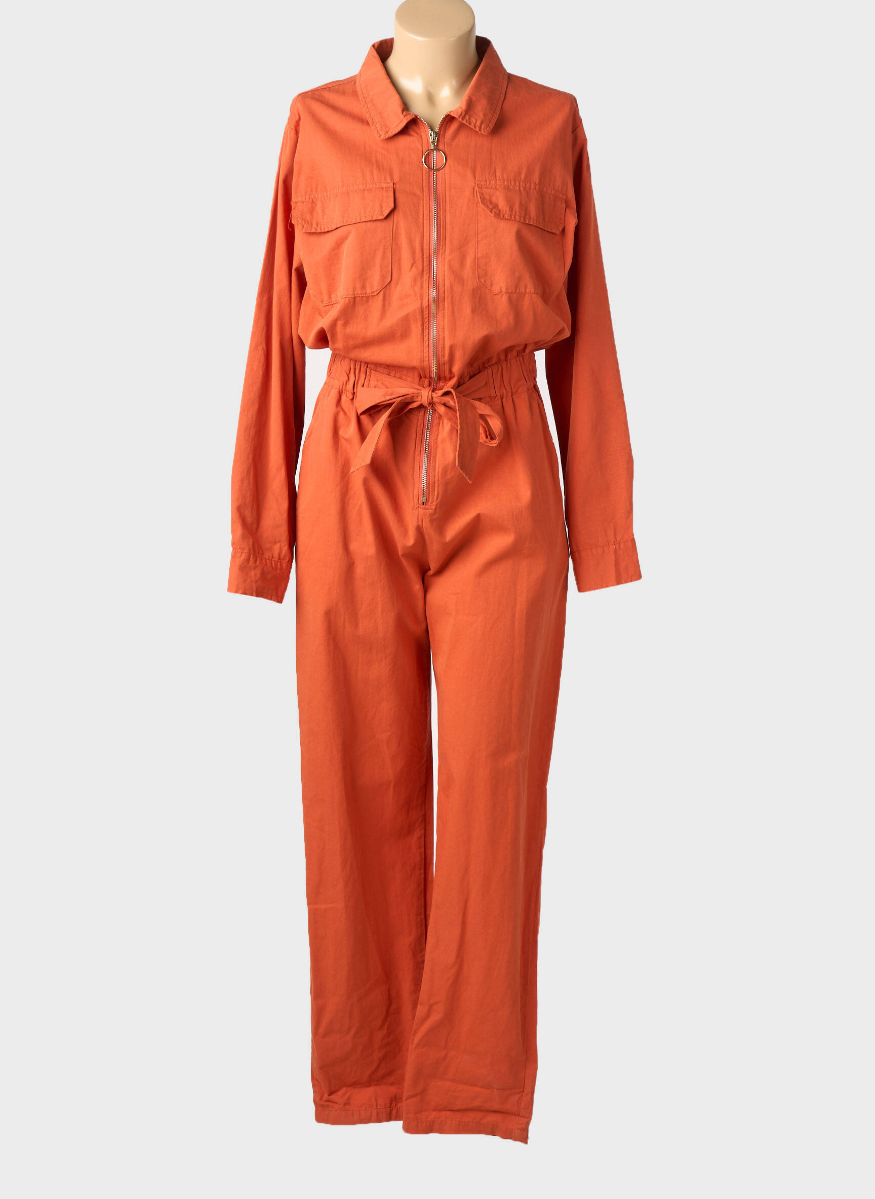 Combi-pantalon col chemisier manches longues orange INSPIRATION STUDIO femme