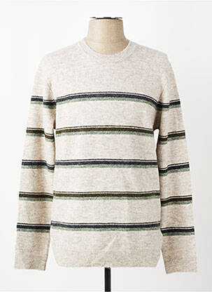 Pull stretch manches longues beige IKKS homme