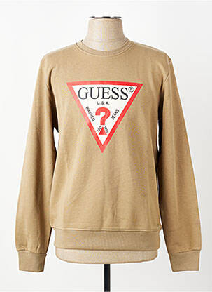 Sweat-shirt stretch manches longues marron GUESS homme