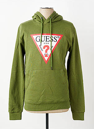 Sweat-shirt à capuche poches manches longues vert GUESS homme