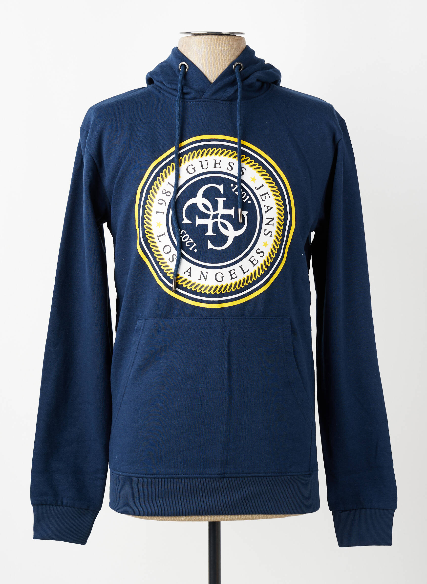Sweat-shirt à capuche poches manches longues bleu GUESS homme