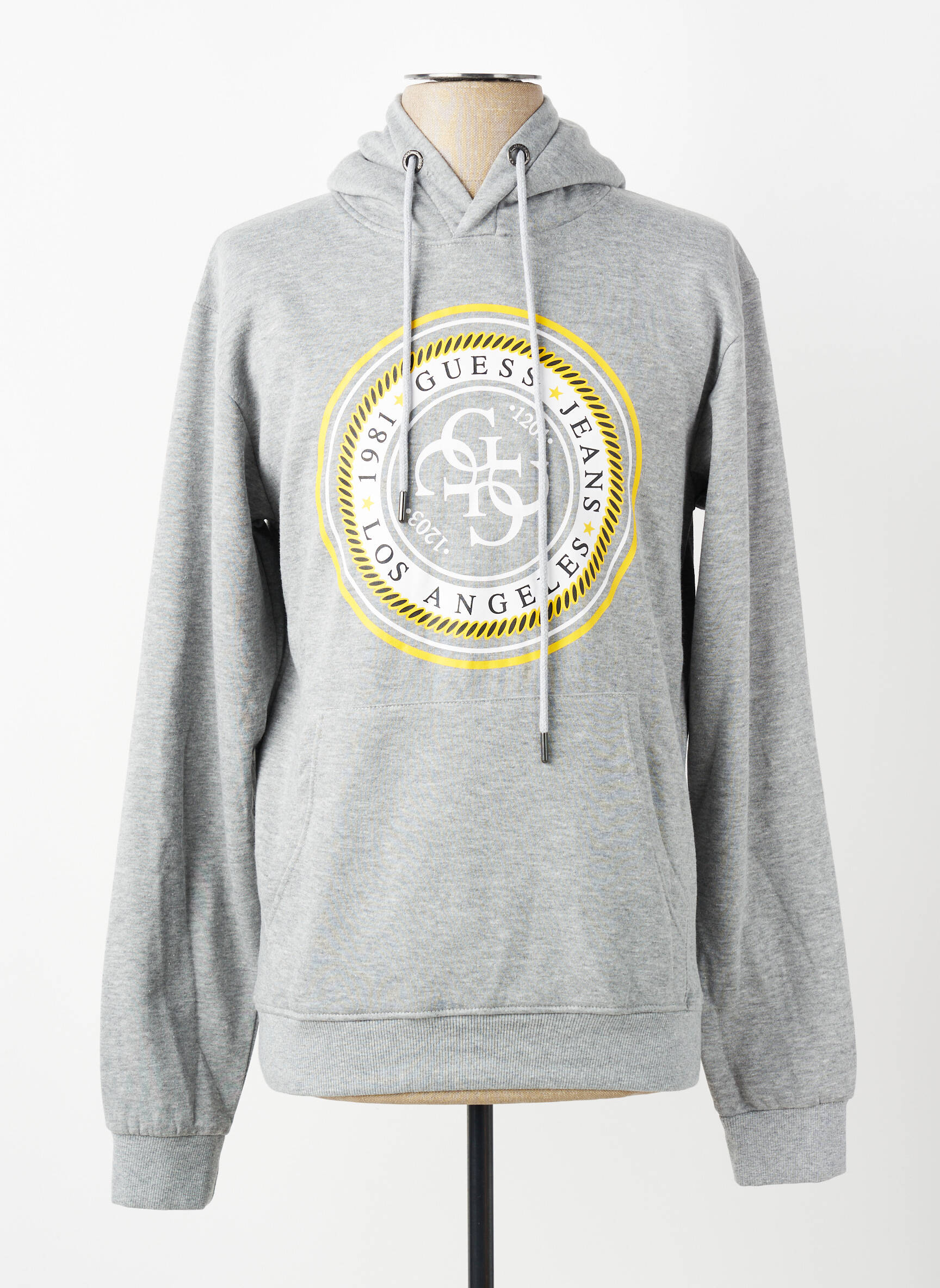 Sweat-shirt à capuche poches manches longues gris GUESS homme