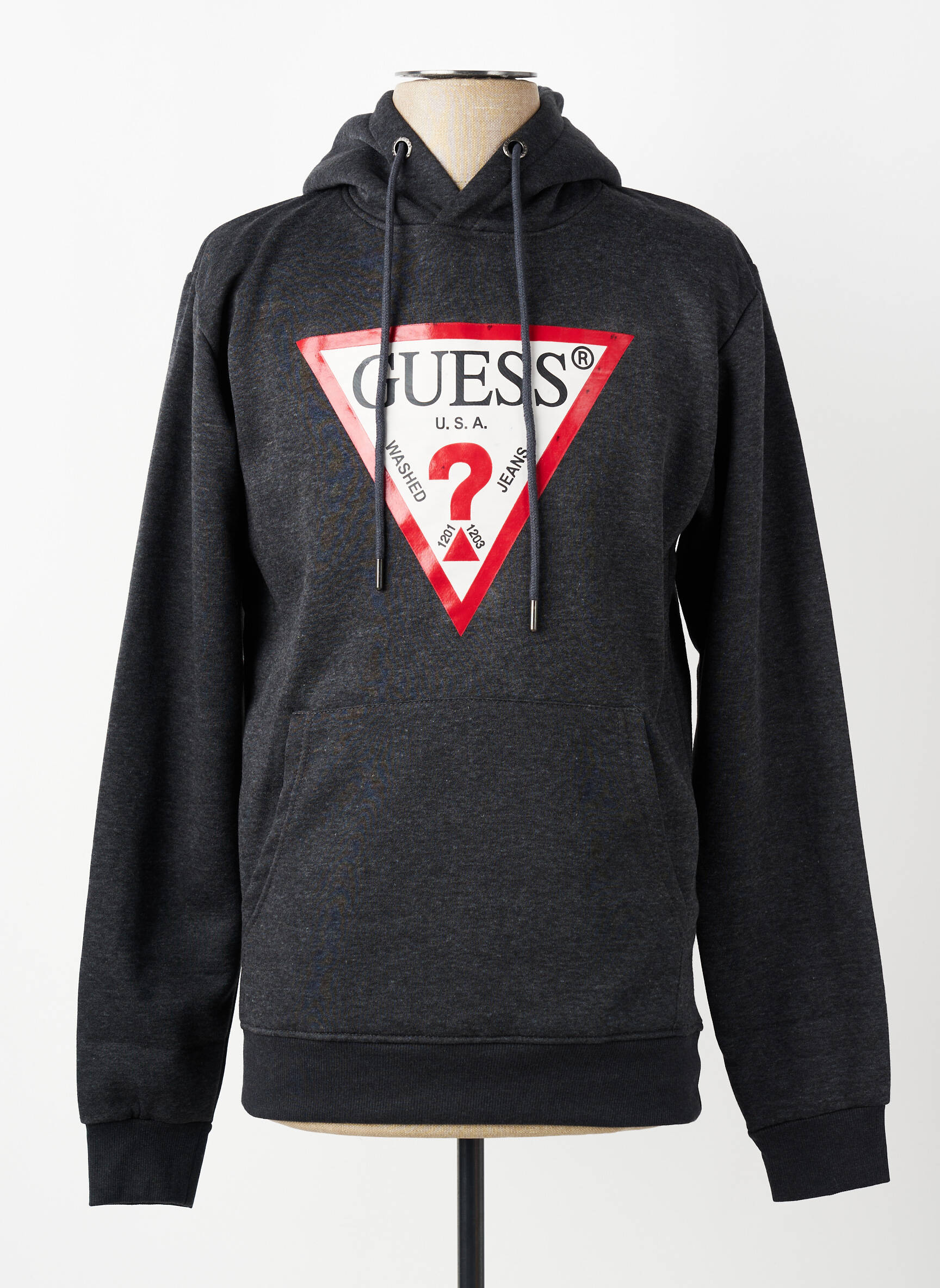 Sweat-shirt à capuche poches manches longues gris GUESS homme