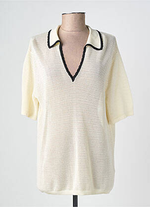 Pull coupe droite manches courtes beige GRACE & MILA femme