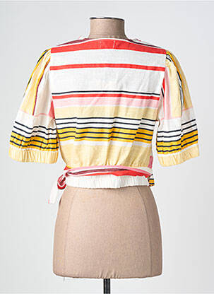Top coupe cintrée manches courtes jaune ANGE femme