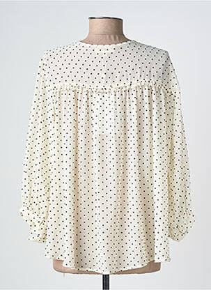 Chemisier tissage crêpe manches longues blanc GRACE & MILA femme