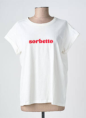 T-shirt sérigraphie floquée manches courtes blanc GRACE & MILA femme