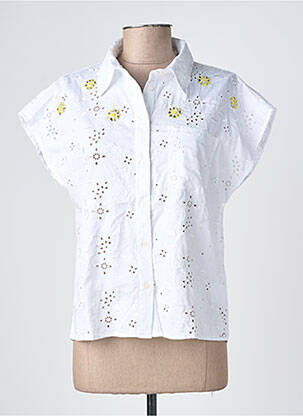 Chemisier manches courtes manches courtes blanc ANGE femme