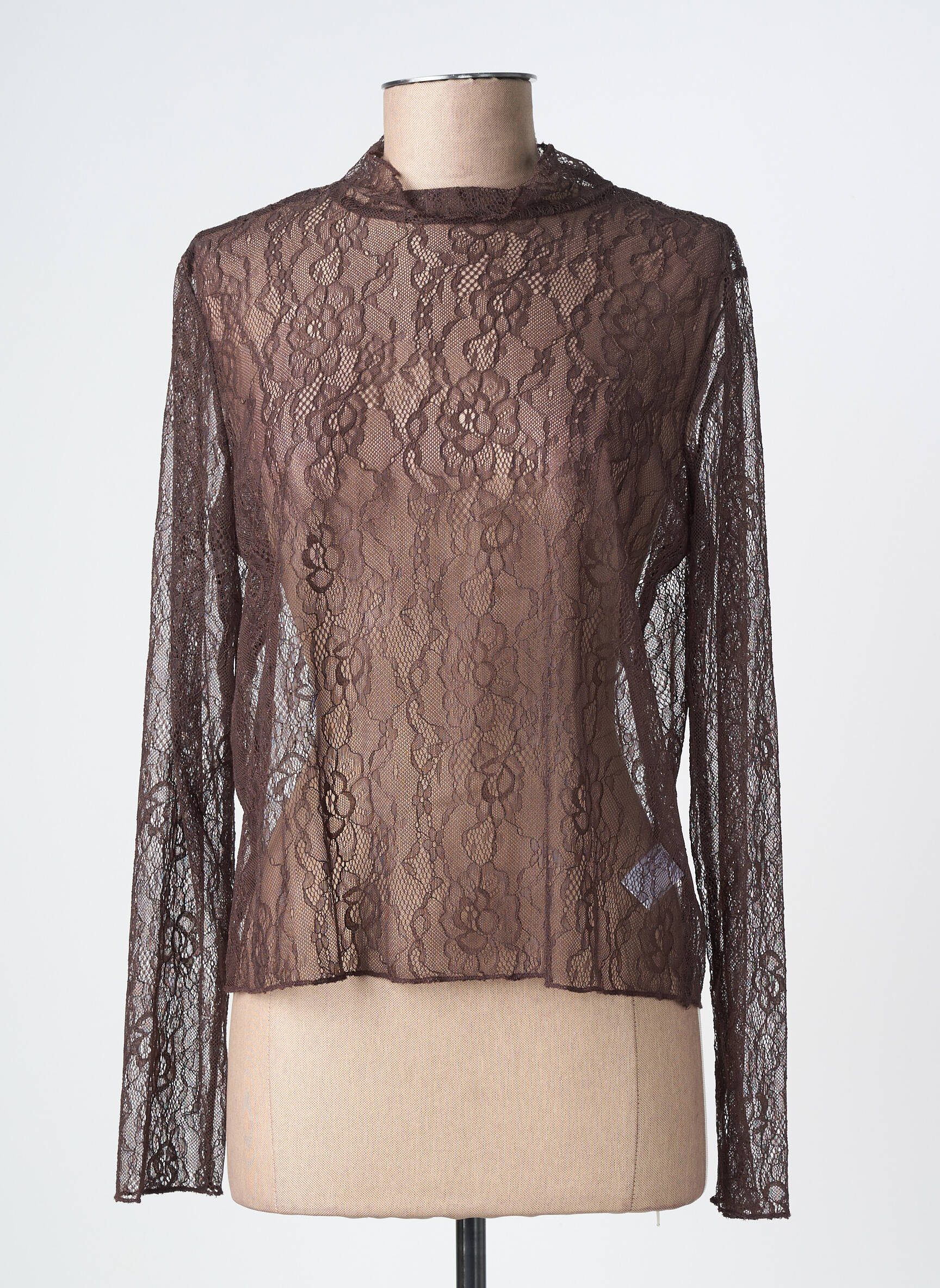 Top manches longues manches longues marron ANGE femme