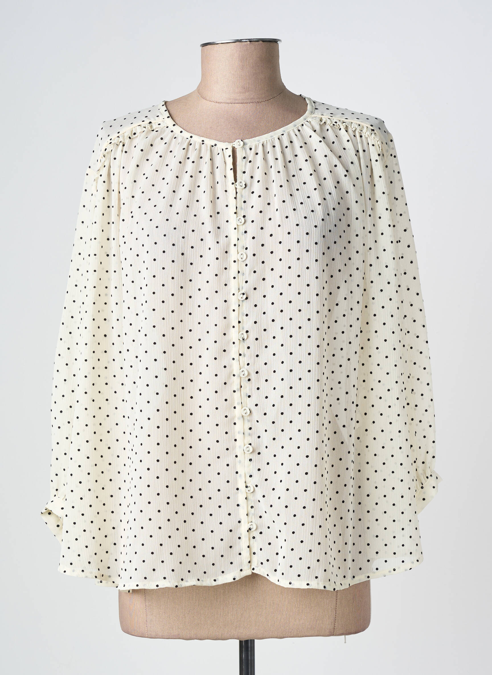 Chemisier tissage crêpe manches longues blanc GRACE & MILA femme