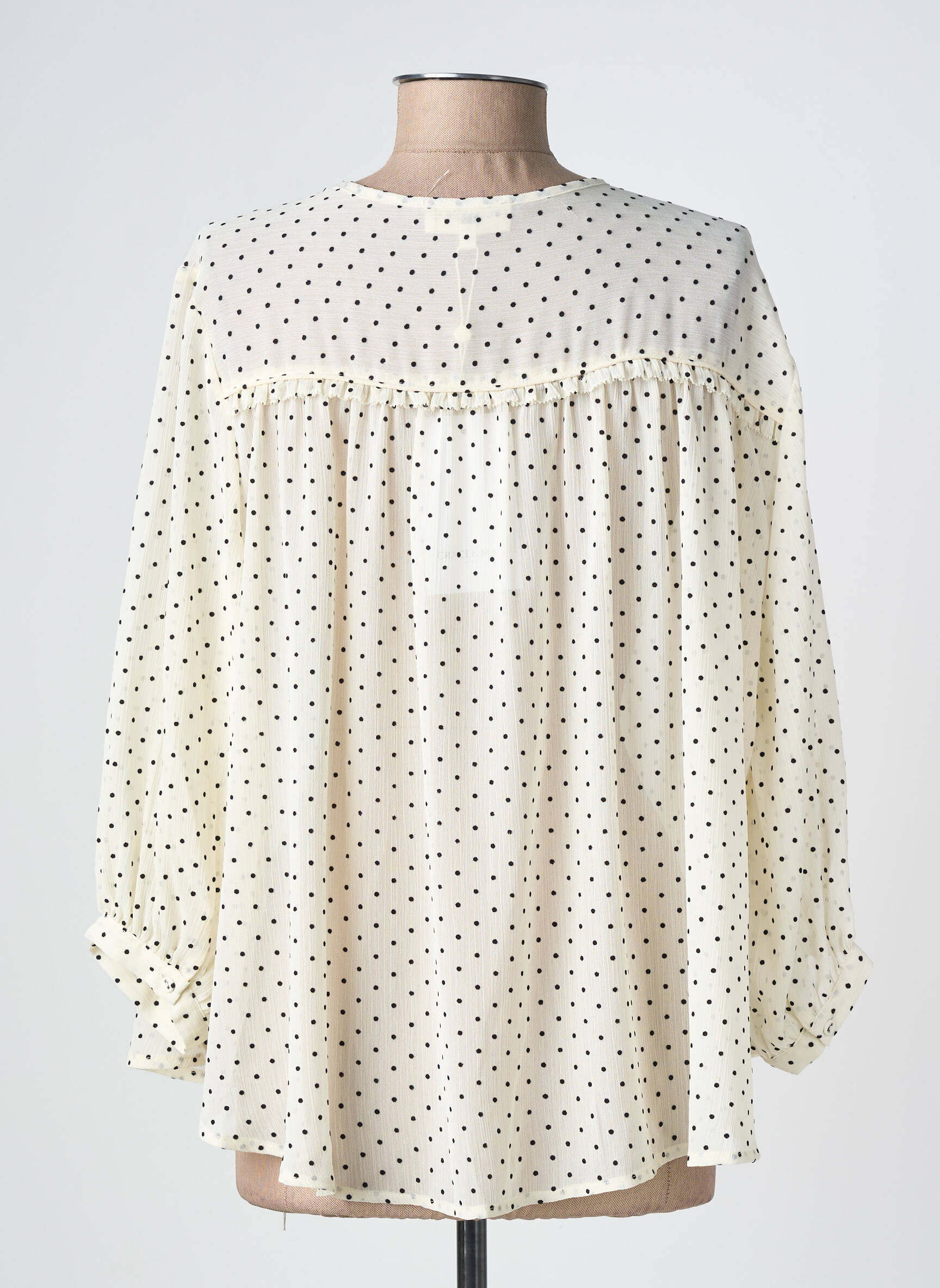 Chemisier tissage crêpe manches longues blanc GRACE & MILA femme