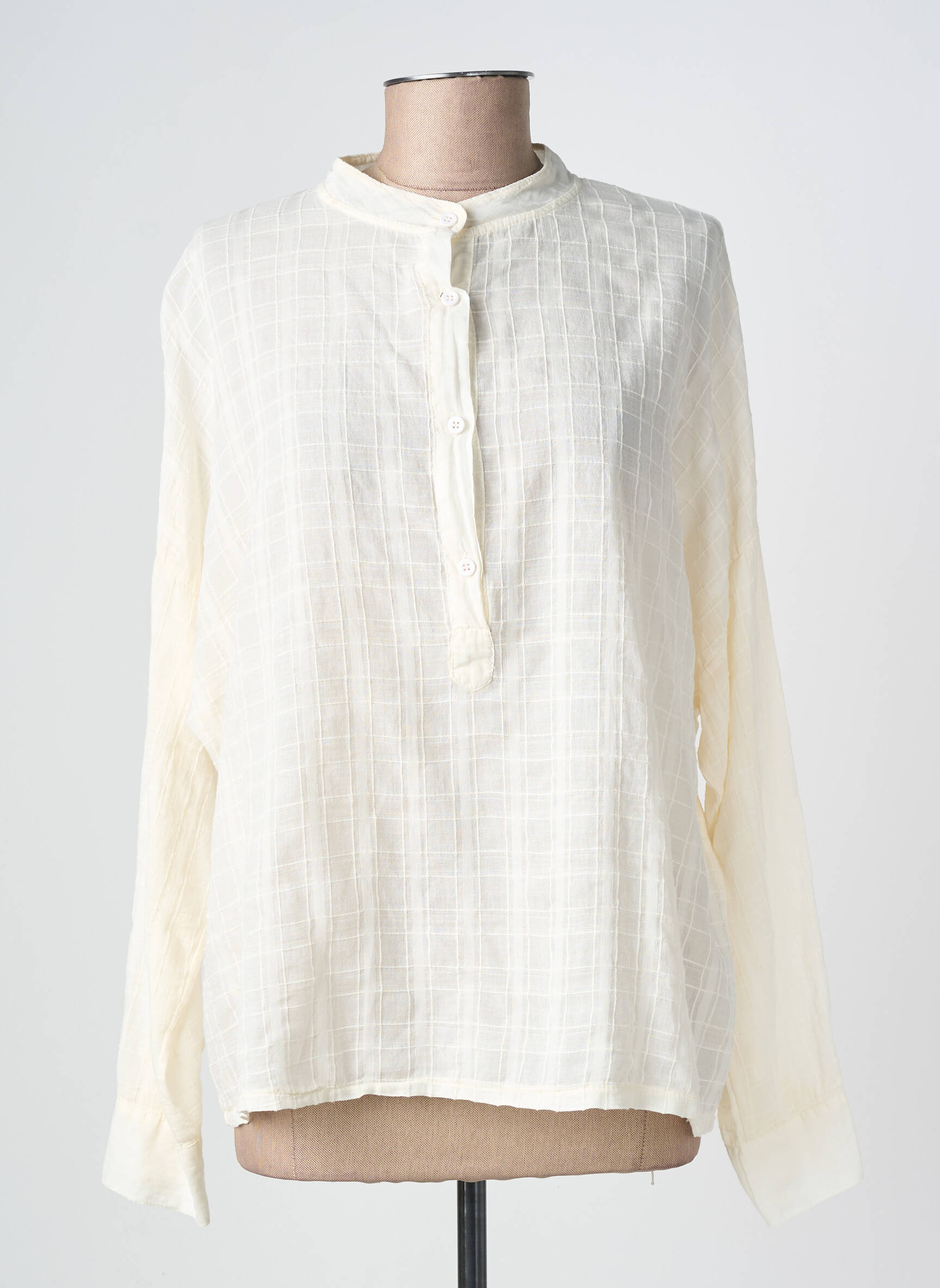 Blouse légère et transparente manches longues blanc PAKO LITTO femme