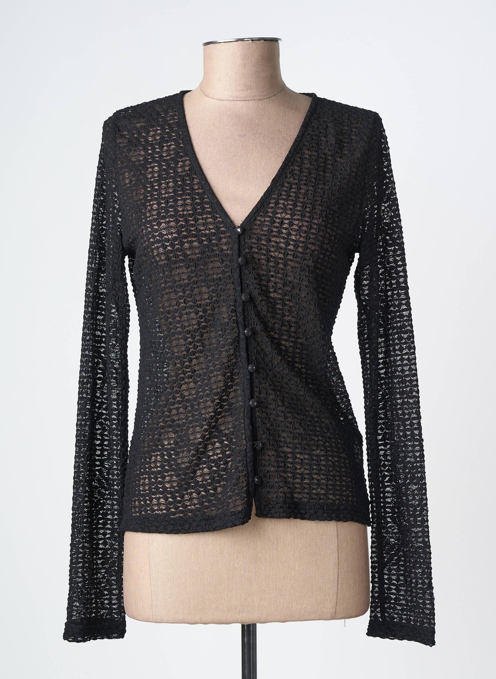 Gilet manches longues stretch noir GRACE & MILA femme