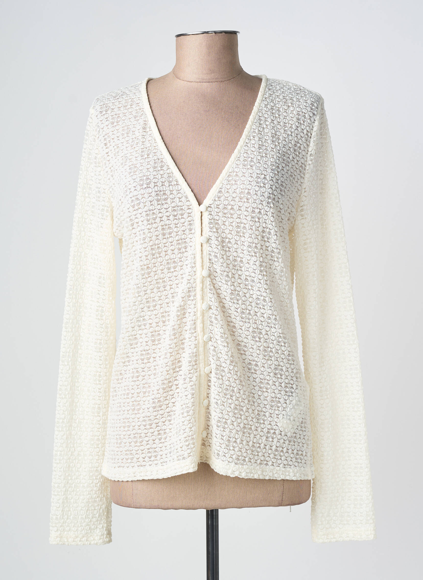 Gilet manches longues stretch blanc GRACE & MILA femme
