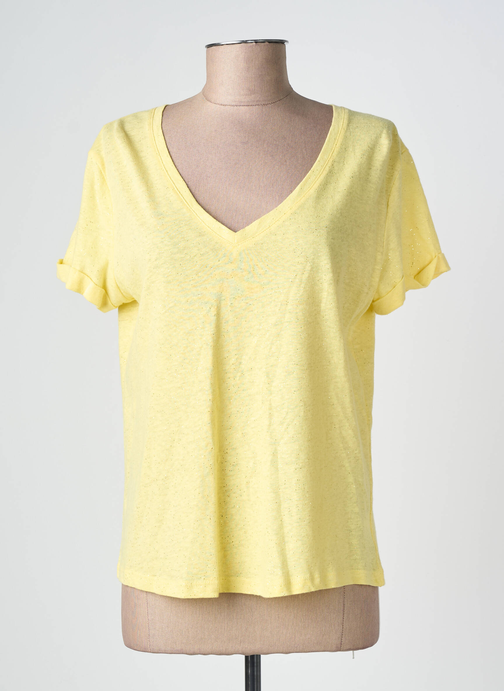 T-shirt coupe droite manches courtes jaune IT HIPPIE femme
