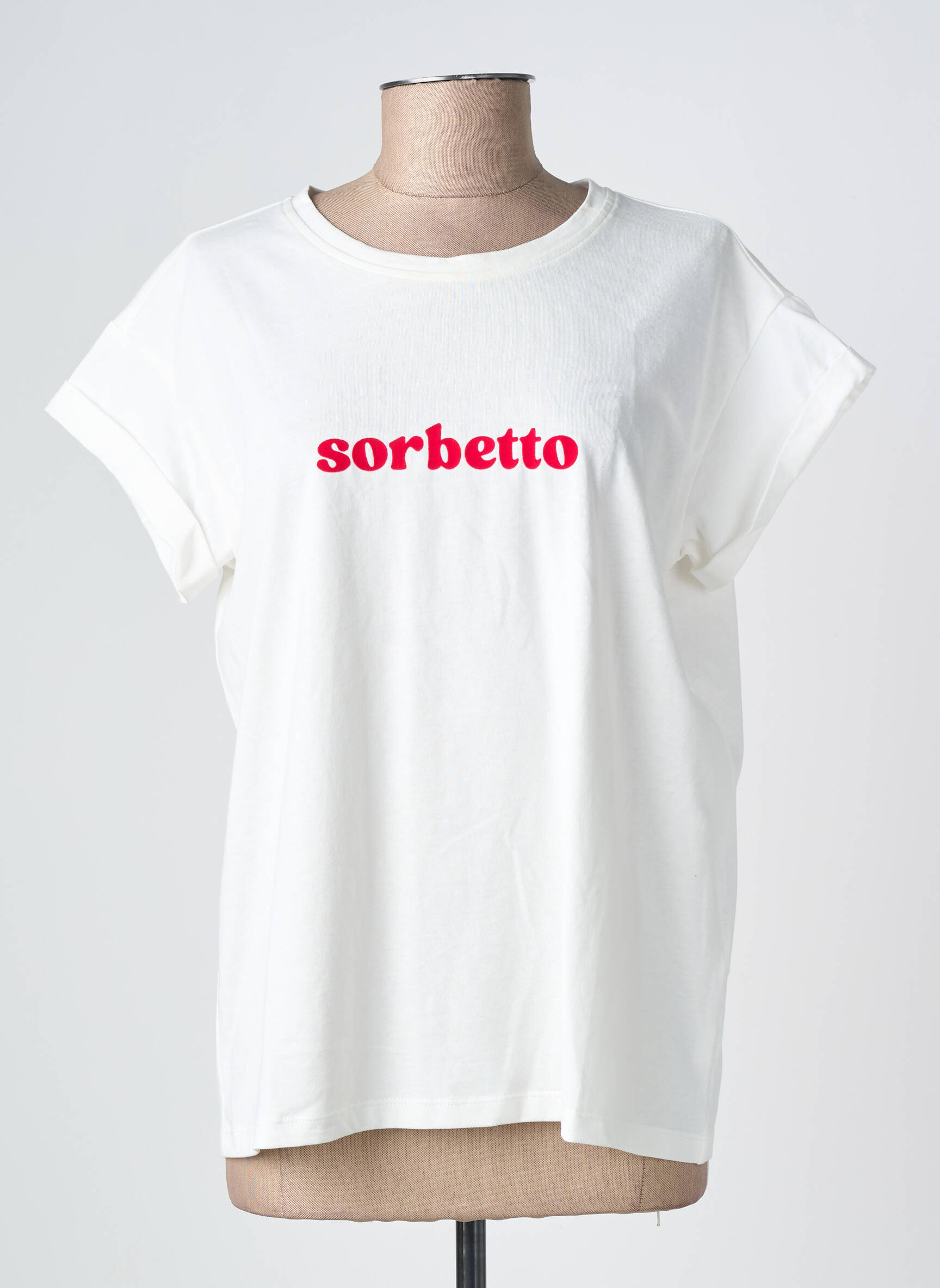 T-shirt sérigraphie floquée manches courtes blanc GRACE & MILA femme