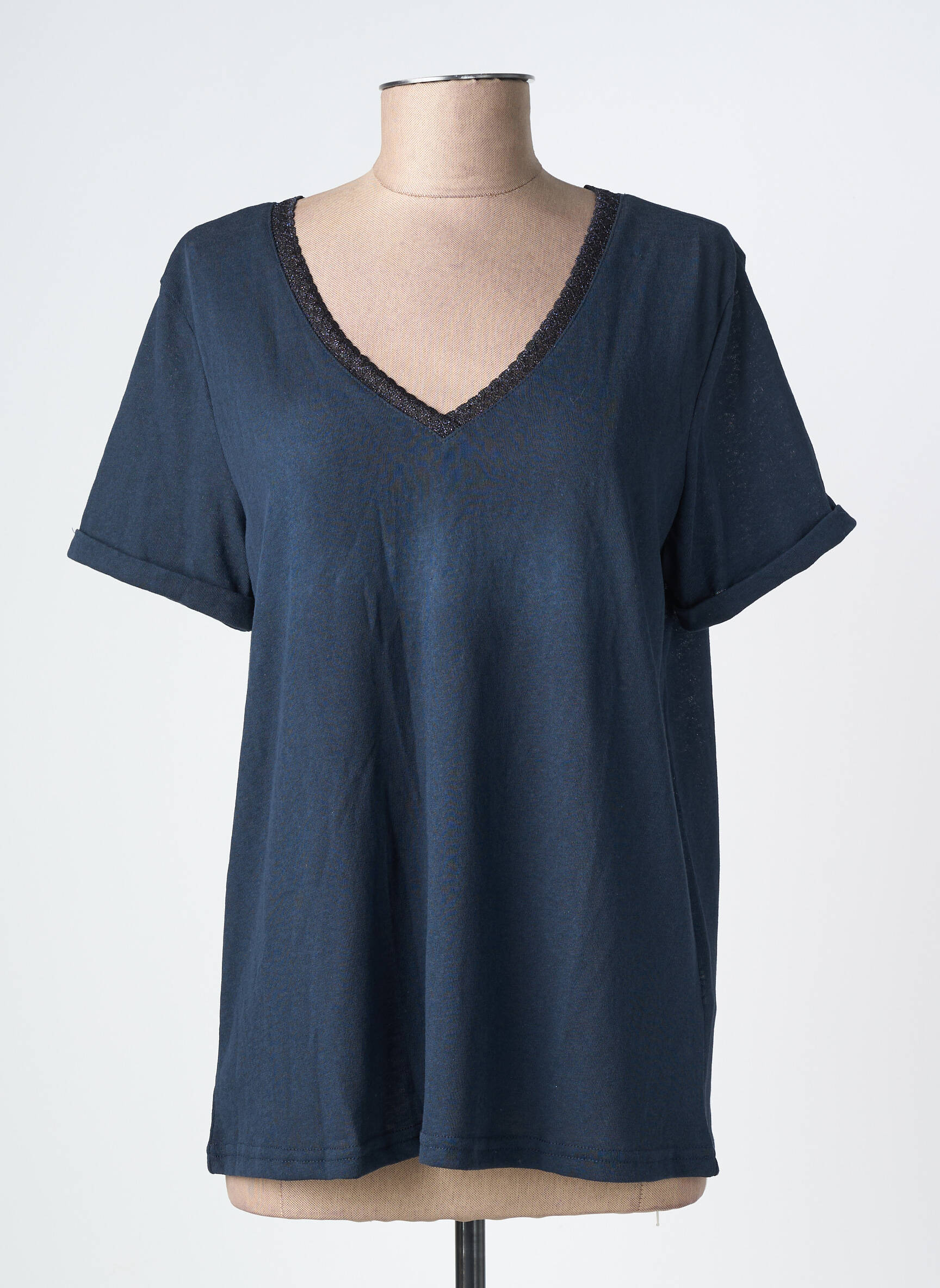 T-shirt coupe droite manches courtes bleu GRACE & MILA femme