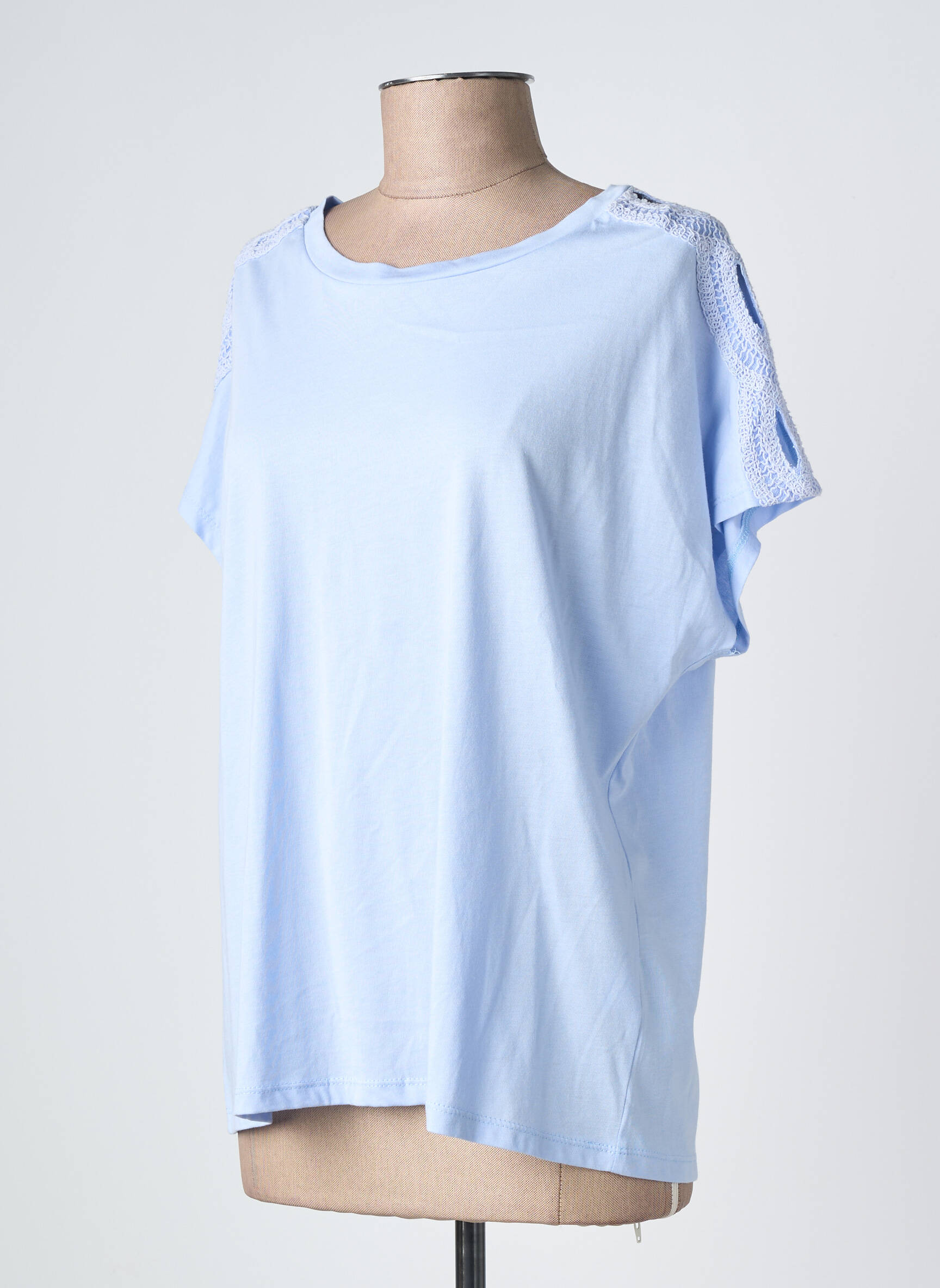 T-shirt coupe droite manches courtes bleu GOA femme