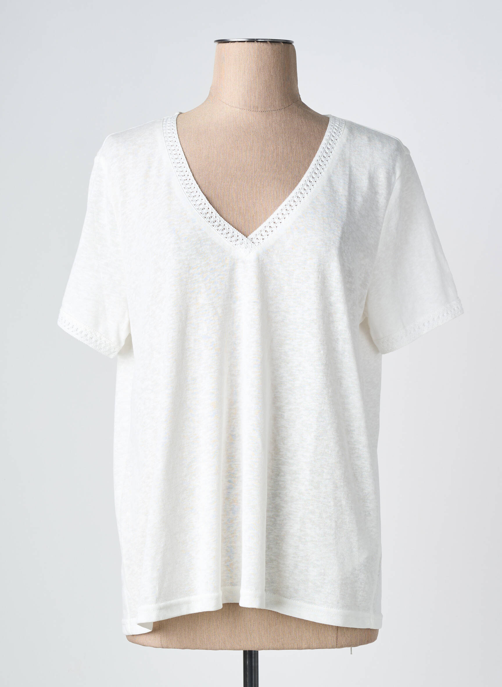 T-shirt coupe droite manches courtes blanc GRACE & MILA femme