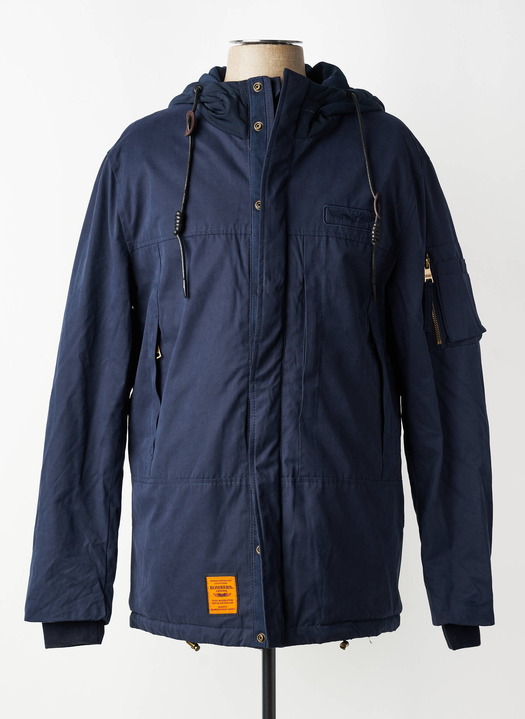 Blouson fermeture zippée sous rabat pressionné bleu BOMBERS homme
