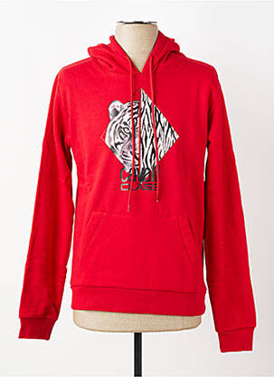 Sweat-shirt à capuche poches manches longues rouge CAVALLI homme