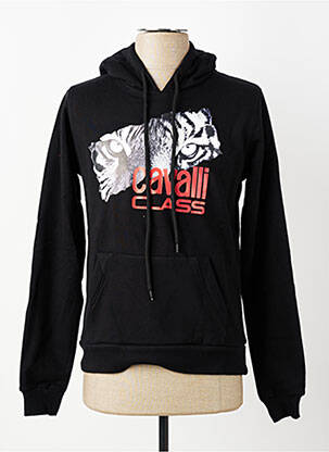 Sweat-shirt à capuche poches manches longues noir CAVALLI homme