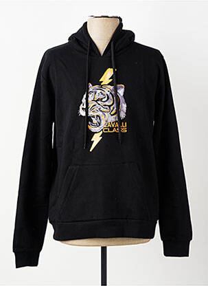 Sweat-shirt à capuche poches manches longues noir CAVALLI homme